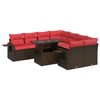 vidaXL Salon de jardin avec coussins 9 pcs marron r&eacute;sine tress&eacute;e acacia