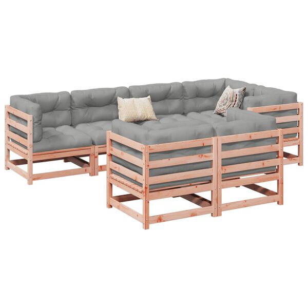vidaXL Salon de jardin 7 pcs et coussins bois massif sapin de douglas