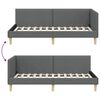 vidaXL Cadre de lit d'angle avec t&ecirc;te de lit Gris fonc&eacute; 80 cm x 200 cm