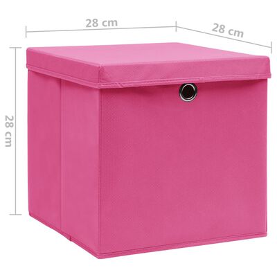 vidaXL Boîtes de rangement avec couvercles 4 pcs 28x28x28 cm Rose