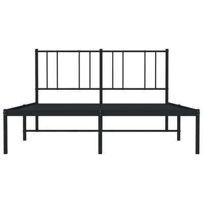 vidaXL Cadre de lit métal avec tête de lit noir 150x200 cm