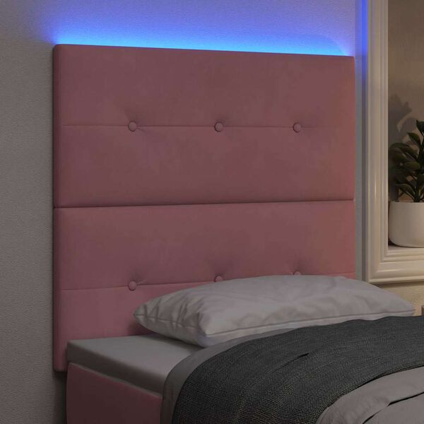 vidaXL T&ecirc;te de lit LED avec des lumi&egrave;res &agrave; LED Rose 80 cm Polyester