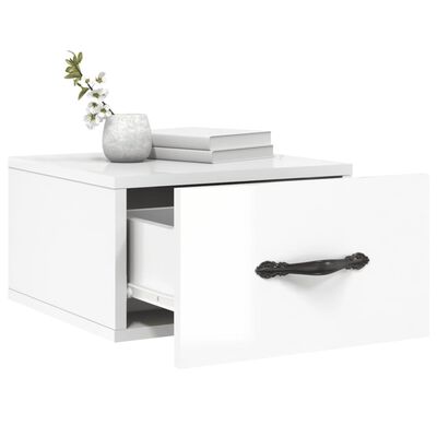 vidaXL Tables de chevet murales 2 pcs blanc brillant 35x35x20 cm