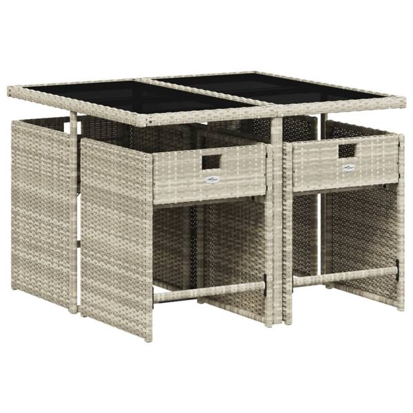 vidaXL Ensemble &agrave; manger de jardin et coussins 5 pcs gris clair rotin