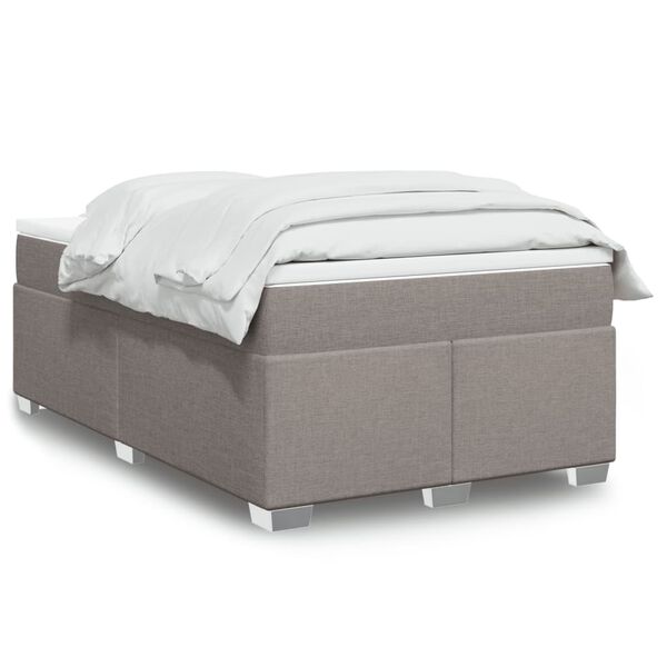vidaXL Sommier &agrave; lattes de lit avec matelas Taupe 120x200 cm Tissu