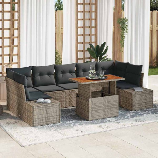 vidaXL Ensemble de salle à manger pour jardin 8 pcs Gris et marron