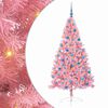 vidaXL Sapin de No&euml;l artificiel pr&eacute;-&eacute;clair&eacute; Rose 180 cm PVC