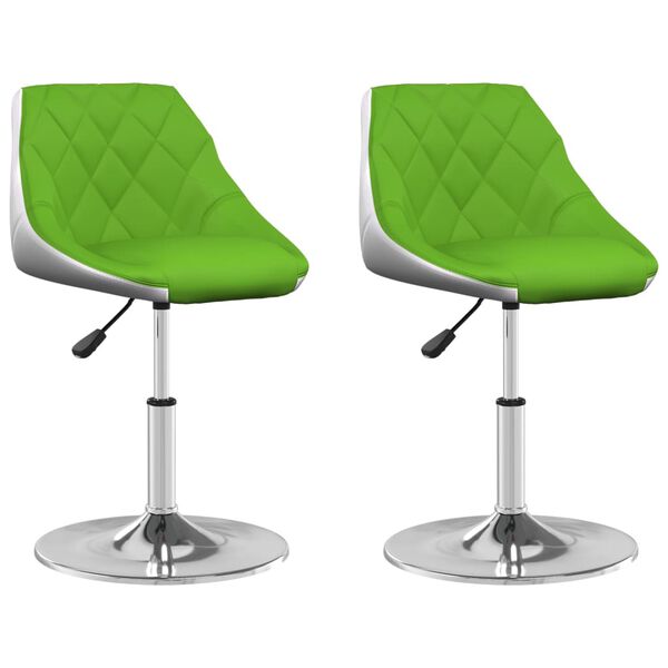 vidaXL Chaises &agrave; manger pivotantes lot de 2 vert et blanc similicuir