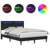 vidaXL Cadre de lit avec bandes LED Noir 160 x 200 cm Simili cuir