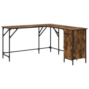 vidaXL Bureau ch&ecirc;ne fum&eacute; 141x141x75 cm bois d'ing&eacute;nierie
