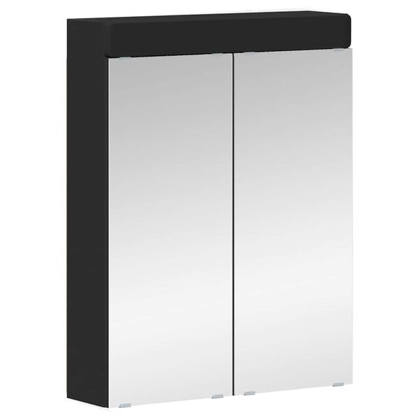 vidaXL Amoire de salle de bain avec miroir avec &eacute;tag&egrave;re TULUM Noir