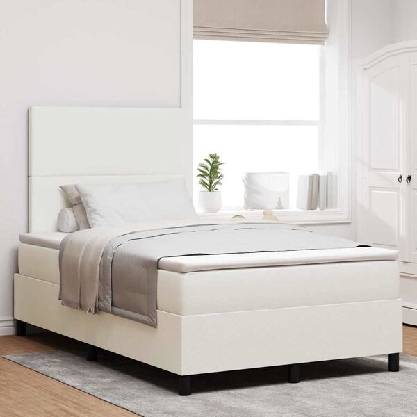 vidaXL Lit &agrave; ressort LED avec t&ecirc;te de lit Cr&egrave;me et Blanc 120 x 200 cm