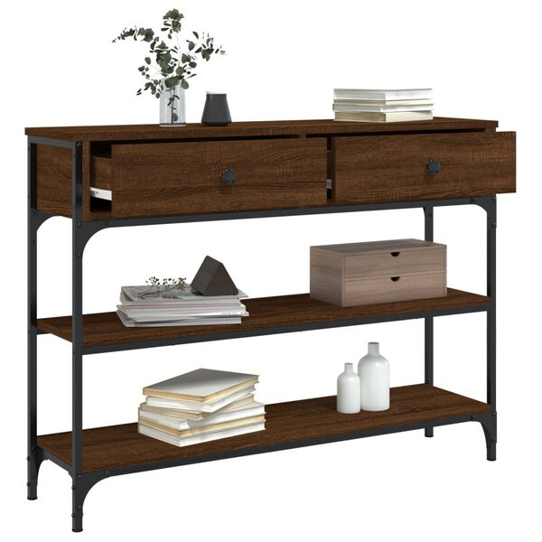 vidaXL Table console ch&ecirc;ne marron 100x25x75 cm bois d'ing&eacute;nierie