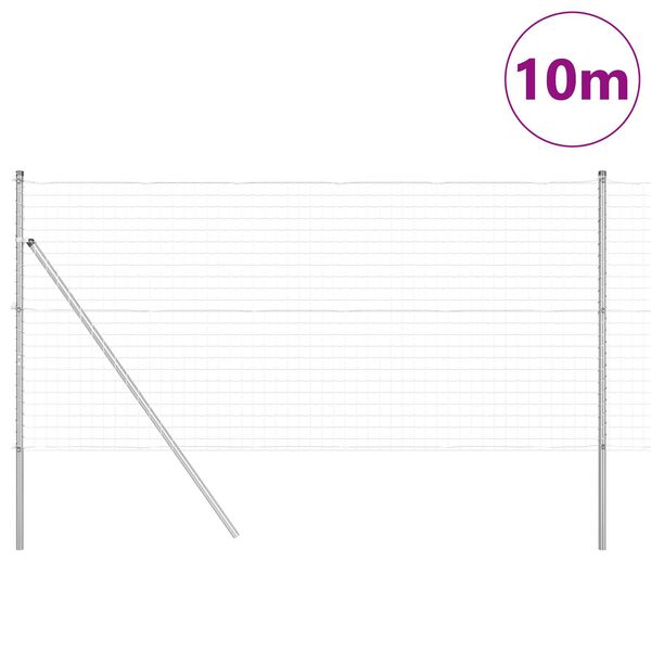 vidaXL Cl&ocirc;ture avec poteau Argent&eacute; 1 x 10 m Acier et PVC