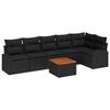 vidaXL Ensemble de canap&eacute; de jardin 7 pc Noir polyrotin