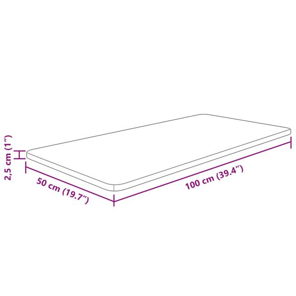 vidaXL Comptoir de salle de bain 100x50x2,5 cm Bois massif non trait&eacute;