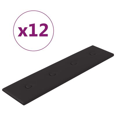 vidaXL Panneaux muraux 12 pcs Noir 60x15 cm Similicuir 1,08 m²
