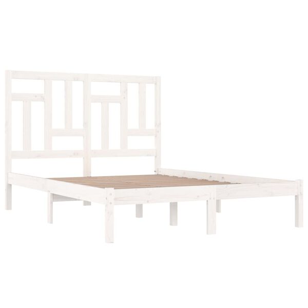 vidaXL Cadre de lit sans matelas blanc 135x190 cm bois de pin massif