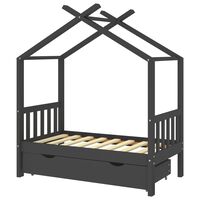 vidaXL Cadre de lit enfant avec tiroir gris foncé pin massif 70x140 cm