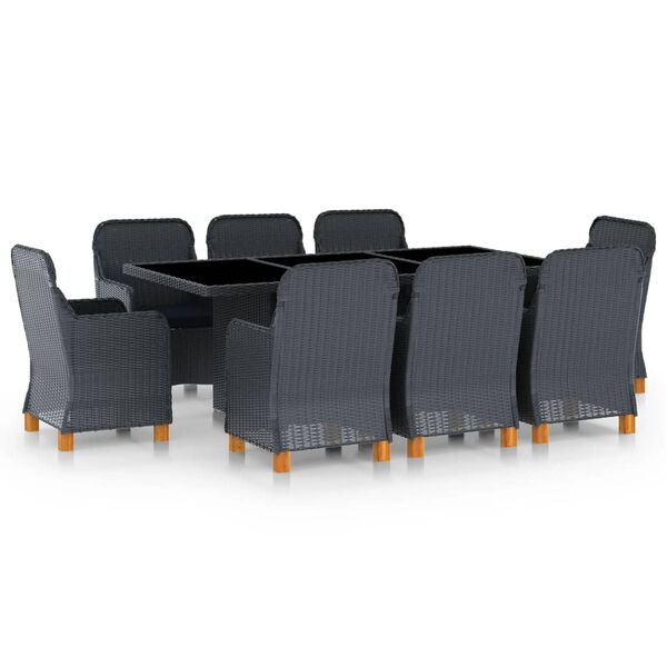 vidaXL Ensemble &agrave; manger d'ext&eacute;rieur 9 pcs et coussins r&eacute;sine tress&eacute;e