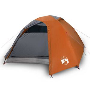 vidaXL Tente de camping &agrave; d&ocirc;me 4 personnes gris et orange imperm&eacute;able