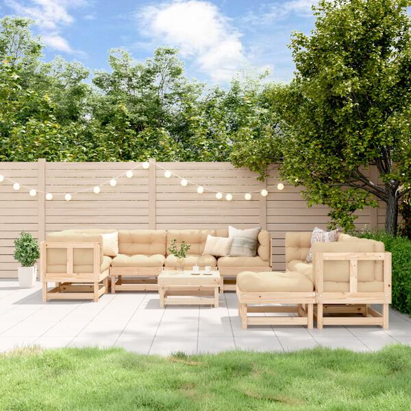 vidaXL Salon de jardin 10 pcs Bois de pin massif