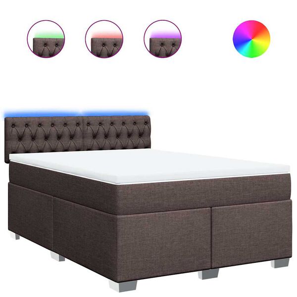 vidaXL Sommier &agrave; lattes de lit avec matelas Marron fonc&eacute; 140x190 cm