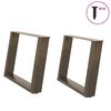 vidaXL Pieds de table basse en U, 2 pi&egrave;ces, acier naturel, 70 x (42-43) cm