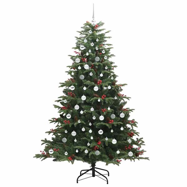 vidaXL Sapin de No&euml;l artificiel Vert 210 cm PVC, m&eacute;tal et plastique