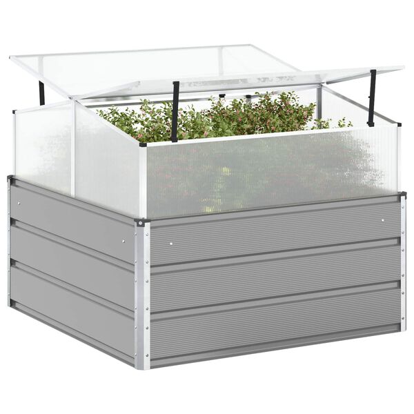 vidaXL Jardini&egrave;re Gris clair 100 x 100 x 77 cm Acier galvanis&eacute;