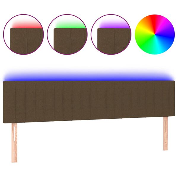 vidaXL T&ecirc;te de lit &agrave; LED Marron fonc&eacute; 200x5x78/88 cm Tissu