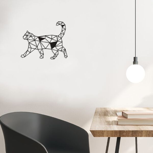Homemania D&eacute;coration murale Chat 46x37 cm Acier Noir
