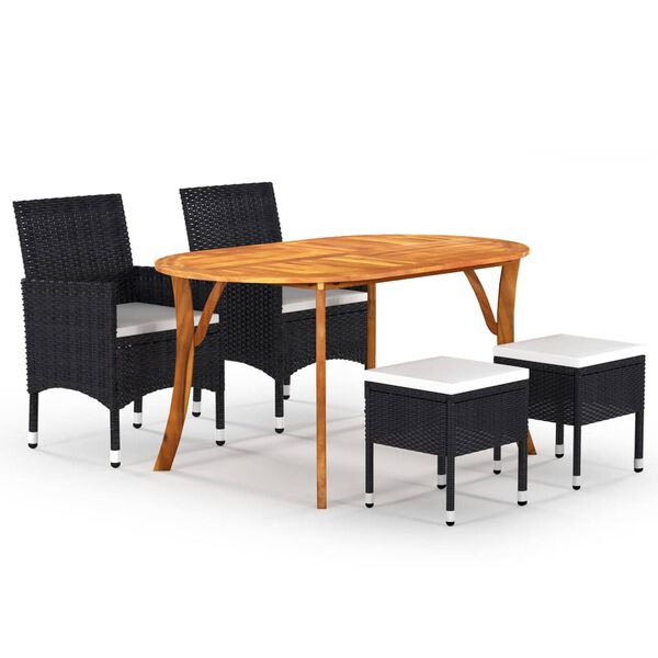 vidaXL Ensemble &agrave; manger de jardin 5 pcs Noir