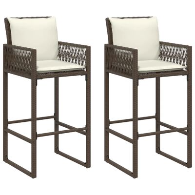 vidaXL Tabourets de bar jardin coussins lot de 2 marron résine tressée