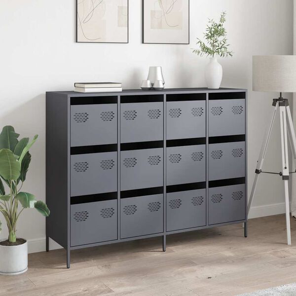 vidaXL Buffet anthracite 135x39x103,5 cm acier lamin&eacute; &agrave; froid