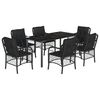 vidaXL Ensemble &agrave; manger de jardin coussins 7pcs Noir R&eacute;sine tress&eacute;e