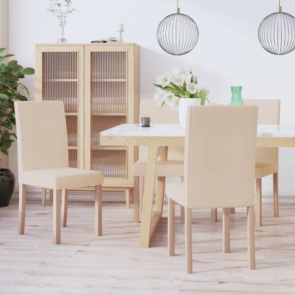 vidaXL Chaises &agrave; manger lot de 4 cr&egrave;me tissu