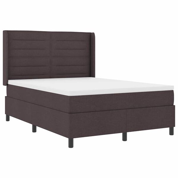 vidaXL Lit &agrave; ressort LED avec matelas Marron fonc&eacute; 140 x 190 cm tissu