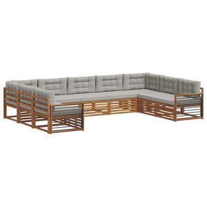 vidaXL Ensemble de canap&eacute;s d'ext&eacute;rieur 9 pc Gris Naturel et Clair