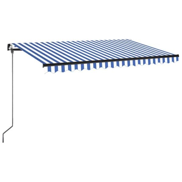 vidaXL Auvent manuel r&eacute;tractable avec LED 450x350 cm Bleu et blanc