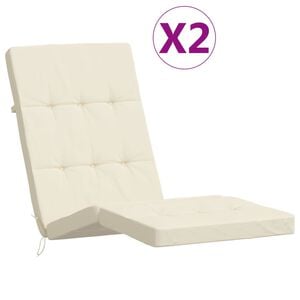 vidaXL Coussins de chaise longue lot de 2 cr&egrave;me tissu oxford