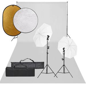 vidaXL Kit de studio photo avec &eacute;clairage toile de fond et r&eacute;flecteur