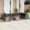 vidaXL Salon de jardin 11 pcs avec coussins gris r&eacute;sine tress&eacute;e
