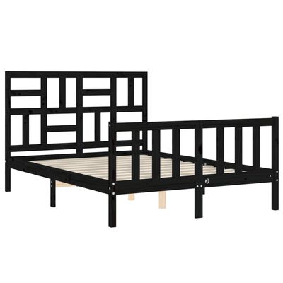 vidaXL Cadre de lit sans matelas noir bois de pin massif