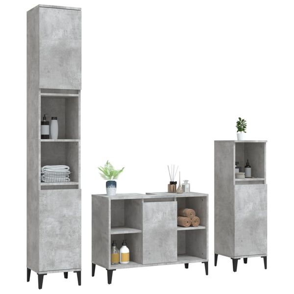 vidaXL Ensemble de meubles de salle de bain 3 pcs gris b&eacute;ton