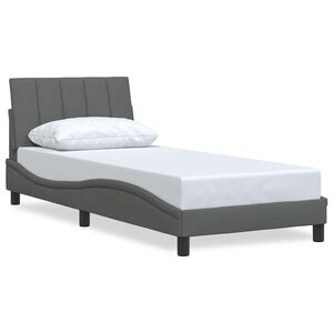vidaXL Cadre de lit sans matelas Hanko gris fonc&eacute; 90x190 cm tissu