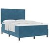 vidaXL Lit &agrave; ressorts avec t&ecirc;te de lit Bleu fonc&eacute; 140 x 190 cm Velours