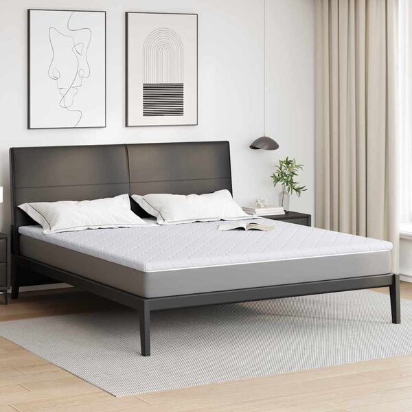 vidaXL Surmatelas en Coco Blanc 200 x 200 x 5 cm Tissu Jacquard