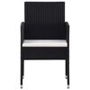 vidaXL Ensemble &agrave; manger de jardin 5 pcs noir r&eacute;sine tress&eacute;e et acier