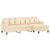 vidaXL Canap&eacute; &agrave; 3 places avec repose-pieds Cr&egrave;me 210 cm Tissu